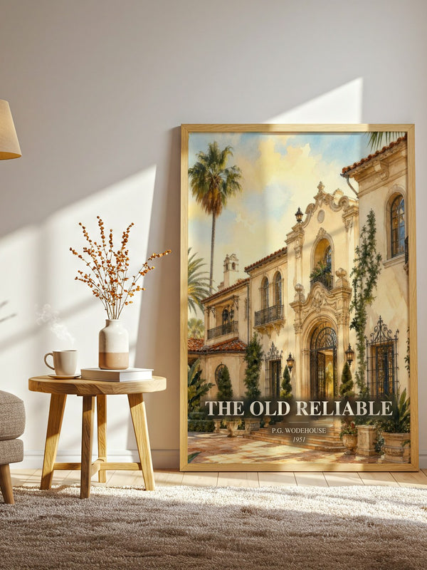 The Old Reliable watercolour print in frame leaning in hallway – classic literature wall art