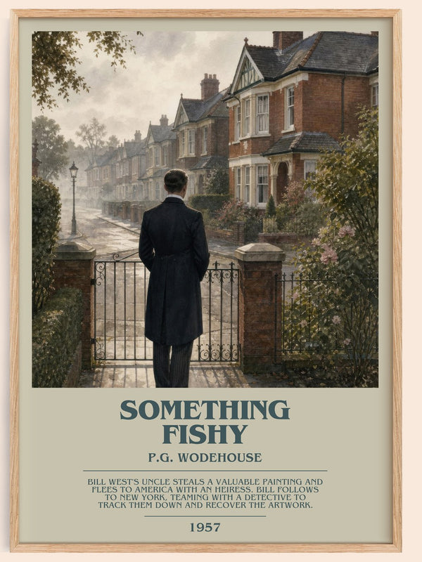 Something Fishy bookish book poster by P.G. Wodehouse – framed literary art print