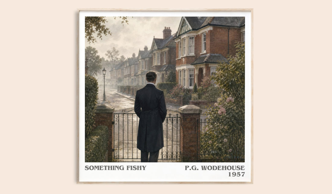 Something Fishy literary book poster by P.G. Wodehouse – framed literary art print