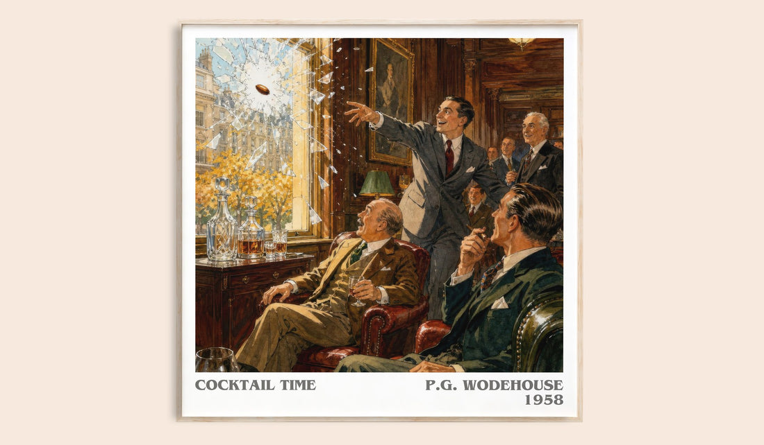 Cocktail Time literary book poster by P.G. Wodehouse – framed literary art print