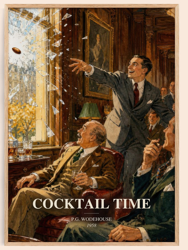 Cocktail Time Book Watercolour Illustration by P.G. Wodehouse
