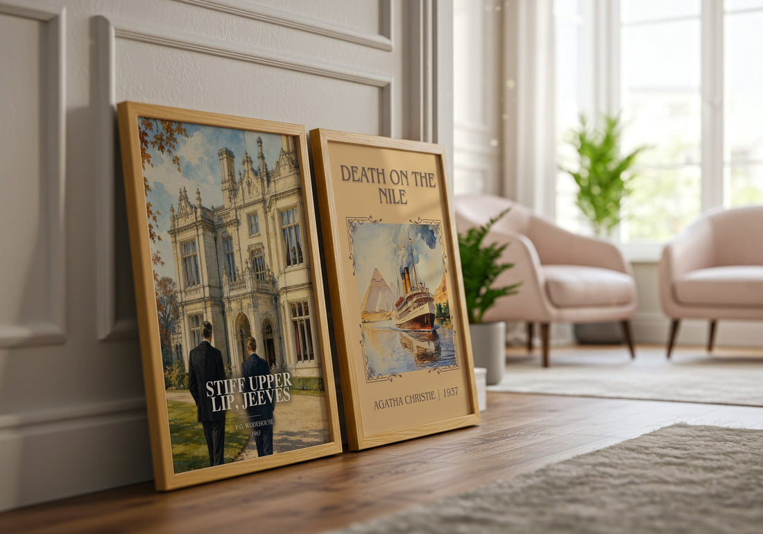 Stiff Upper Lip, Jeeves watercolour print framed by window – literary home decor