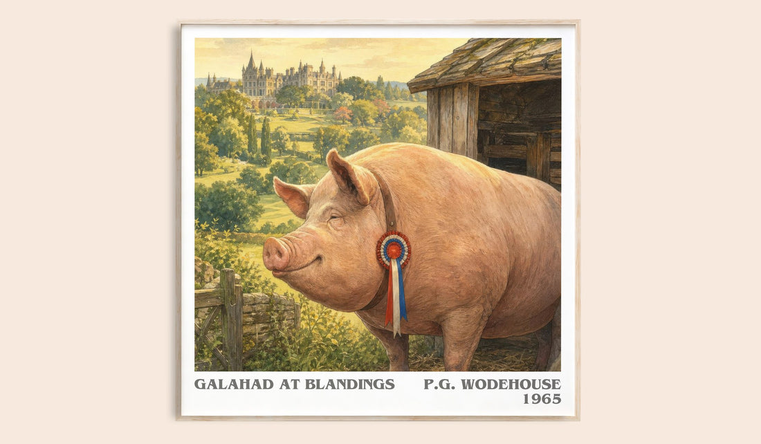 Galahad at Blandings literary book poster by P.G. Wodehouse – framed literary art print