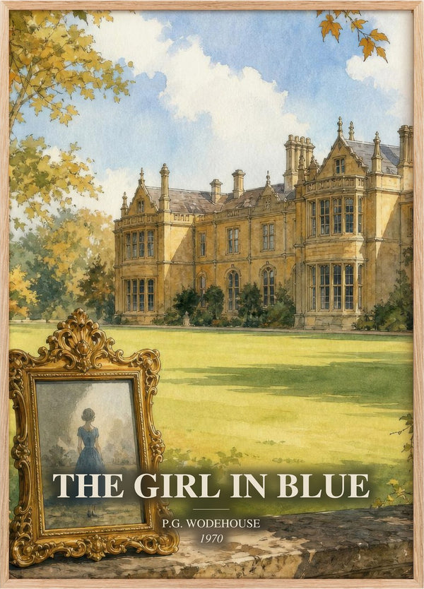 The Girl in Blue Book Watercolour Illustration by P.G. Wodehouse