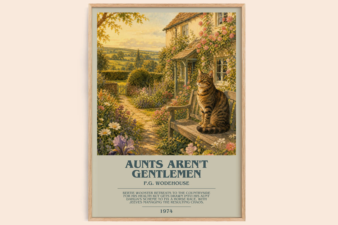 Aunts Aren't Gentlemen bookish book poster by P.G. Wodehouse – framed literary art print