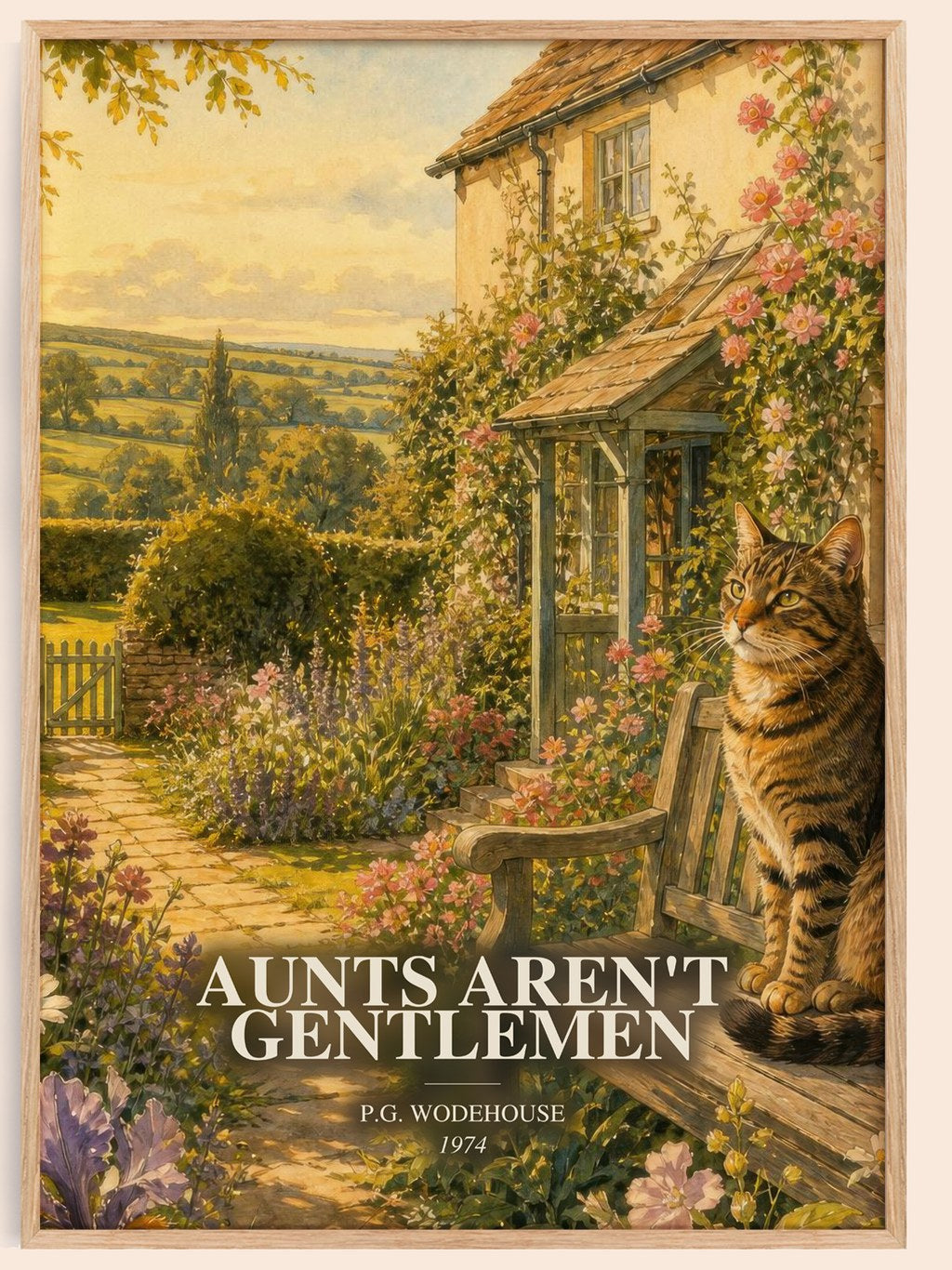 Aunts Aren't Gentlemen watercolour book poster by P.G. Wodehouse – framed literary art print