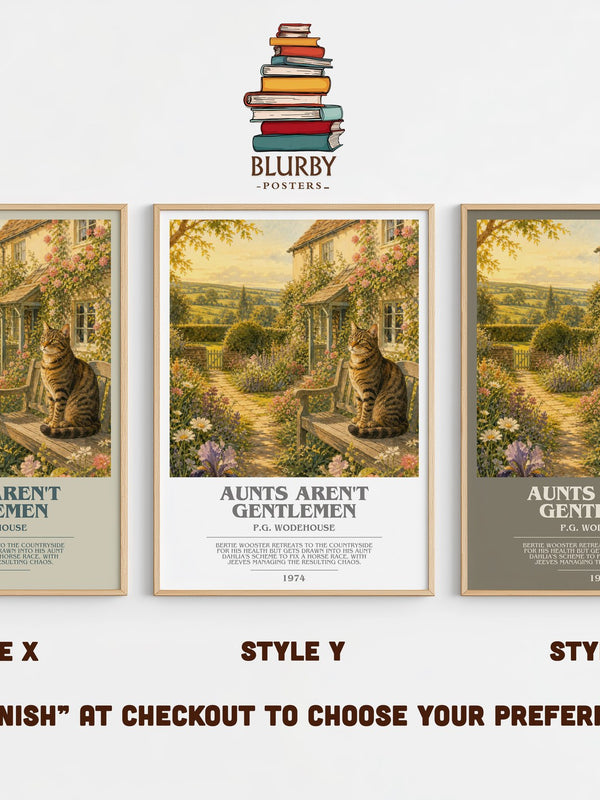 Aunts Aren't Gentlemen bookish print in frame leaning in hallway – satire wall art