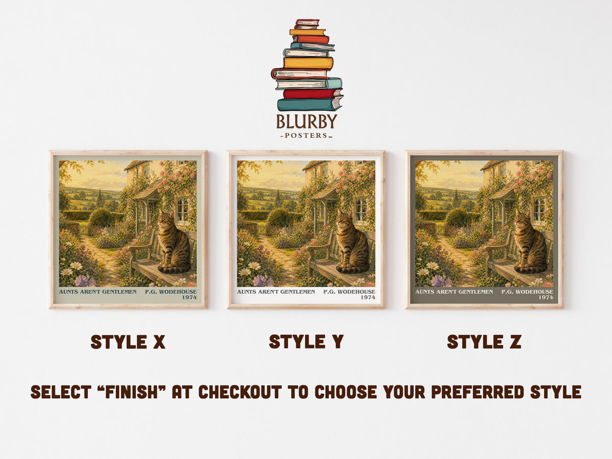 Aunts Aren't Gentlemen literary print in frame leaning in hallway – satire wall art (mockup)