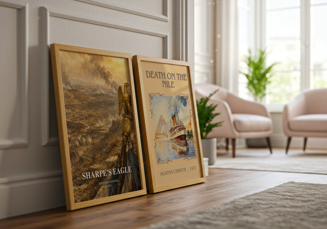 Sharpe's Eagle watercolour print framed by window – literary home decor