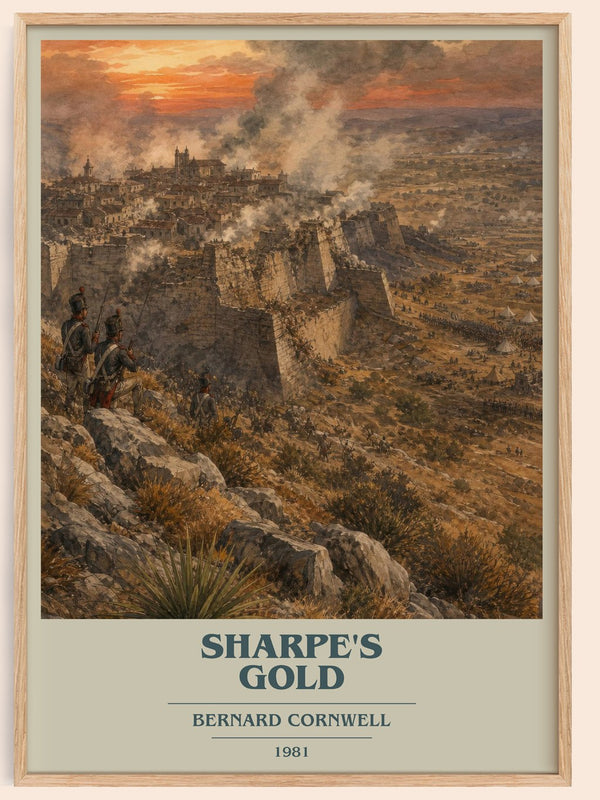 Sharpe's Gold book cover book poster by Bernard Cornwell – framed literary art print