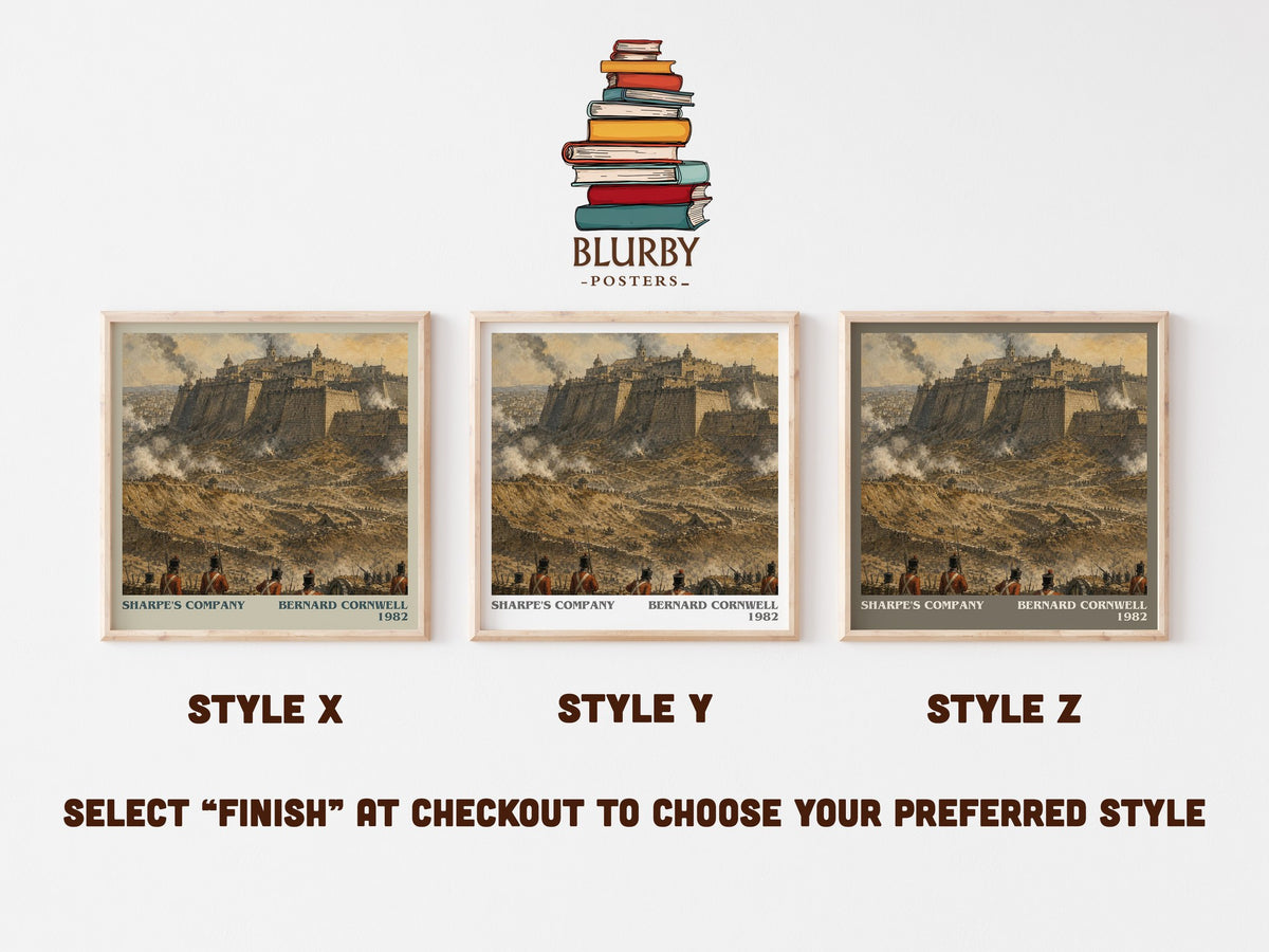 Sharpe's Company literary print in frame leaning in hallway – historical fiction wall art (mockup)