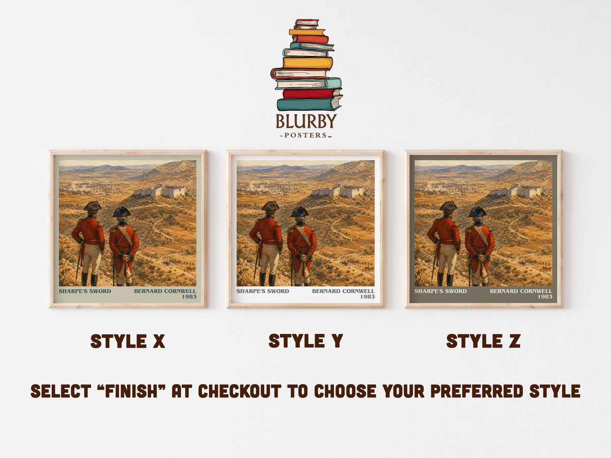 Sharpe's Sword literary print in frame leaning in hallway – historical fiction wall art (mockup)
