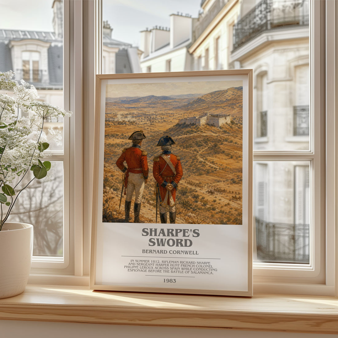 Sharpe's Sword Bookish Wall Art by Bernard Cornwell – framed print by a bright window