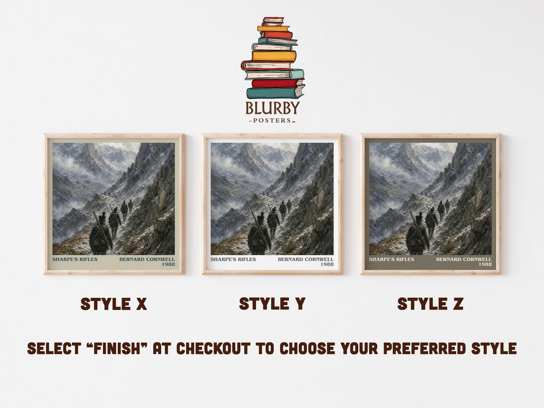 Sharpe's Rifles Literary Art Print by Bernard Cornwell – Style X, Y and Z square prints side by side – choose your finish