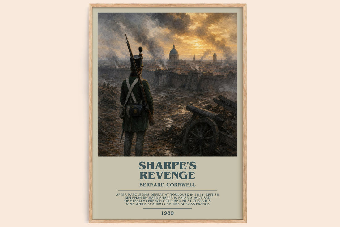 Sharpe's Revenge bookish book poster by Bernard Cornwell – framed literary art print