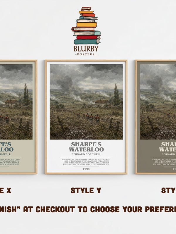 Sharpe's Waterloo bookish print in frame leaning in hallway – historical fiction wall art