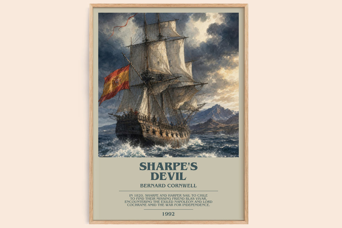 Sharpe's Devil bookish book poster by Bernard Cornwell – framed literary art print