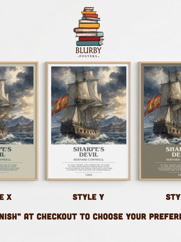 Sharpe's Devil bookish print in frame leaning in hallway – historical fiction wall art
