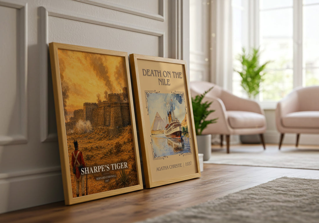 Sharpe's Tiger watercolour print framed by window – literary home decor