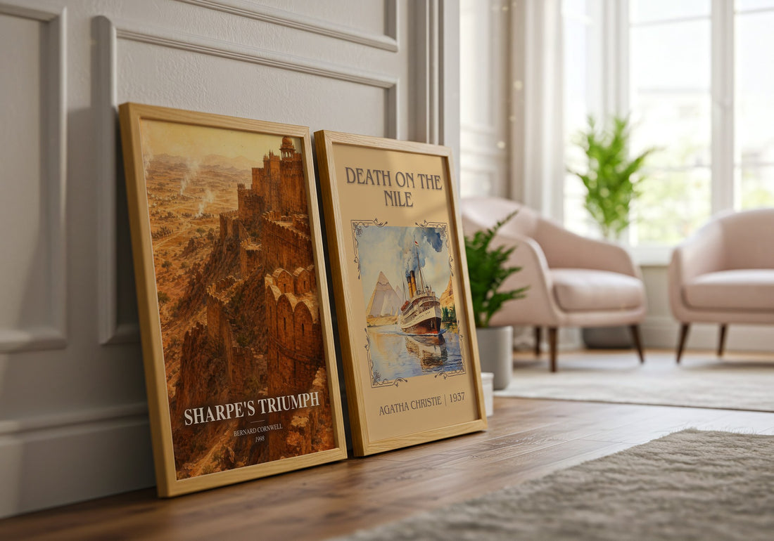 Sharpe's Triumph watercolour print framed by window – literary home decor