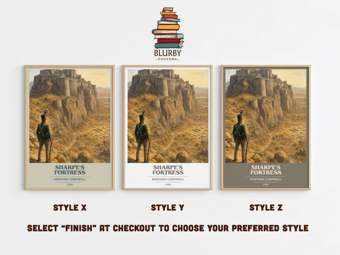 Sharpe's Fortress Book Cover Poster by Bernard Cornwell – Style X, Y and Z side by side – choose your finish
