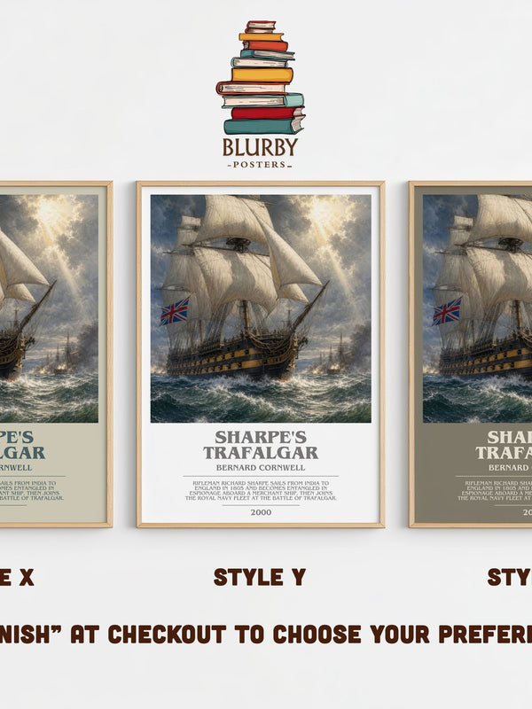 Sharpe's Trafalgar bookish print in frame leaning in hallway – historical fiction wall art