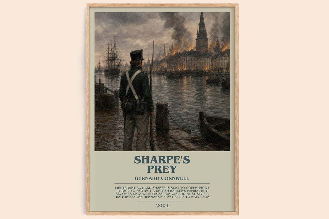 Sharpe's Prey bookish book poster by Bernard Cornwell – framed literary art print
