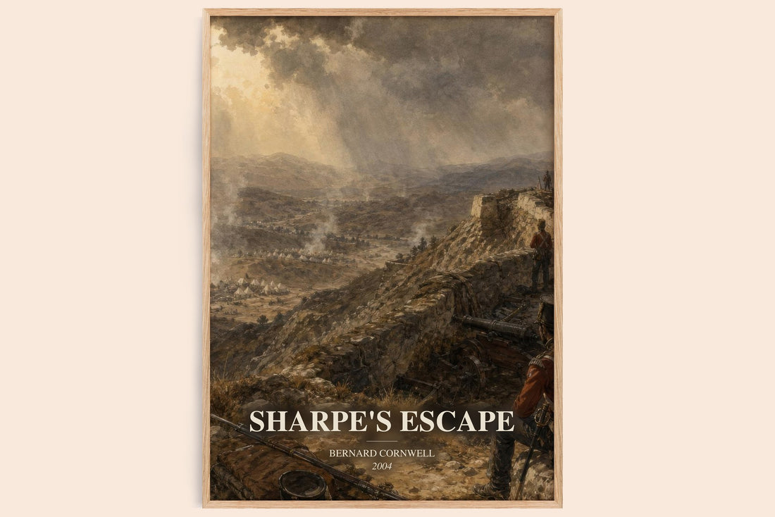 Sharpe's Escape watercolour book poster by Bernard Cornwell – framed literary art print