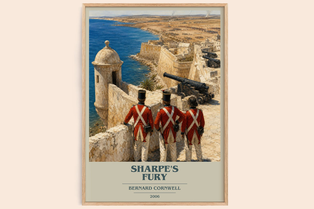 Sharpe's Fury book cover book poster by Bernard Cornwell – framed literary art print