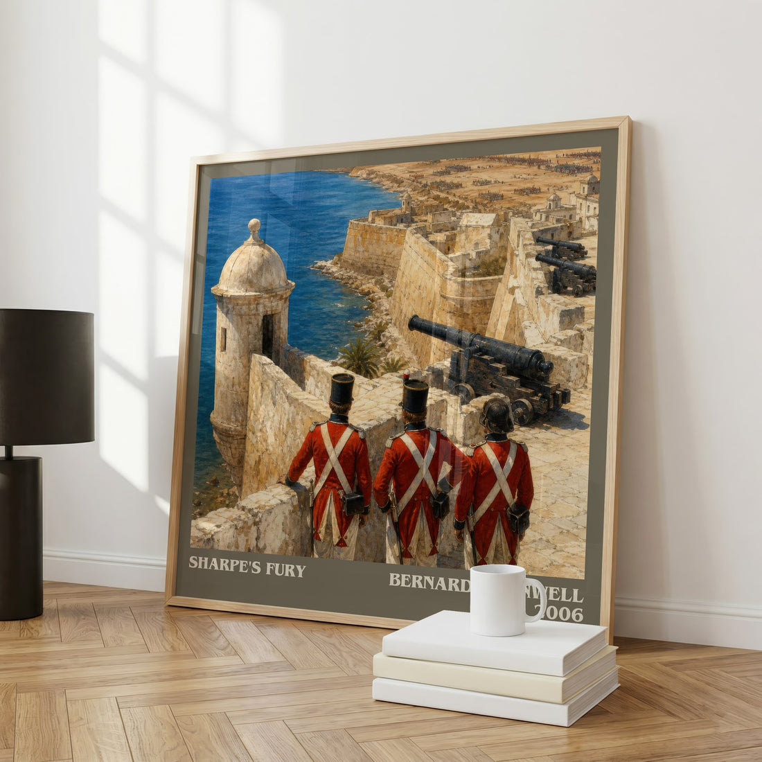 Sharpe's Fury Literary Art Print by Bernard Cornwell – large square framed print leaning against a wall