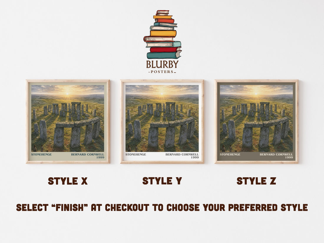 Stonehenge Literary Art Print by Bernard Cornwell – Style X, Y and Z square prints side by side – choose your finish