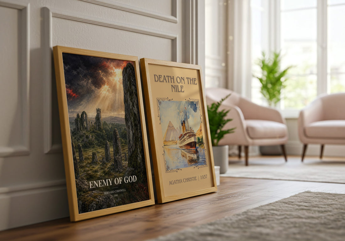 Enemy of God watercolour print framed by window – literary home decor