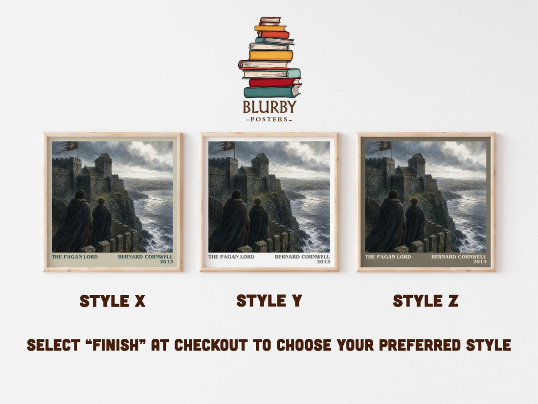 The Pagan Lord Literary Art Print by Bernard Cornwell – Style X, Y and Z square prints side by side – choose your finish