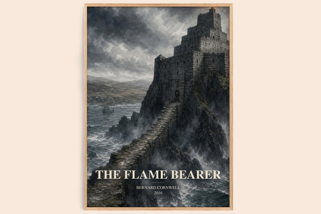The Flame Bearer watercolour book poster by Bernard Cornwell – framed literary art print