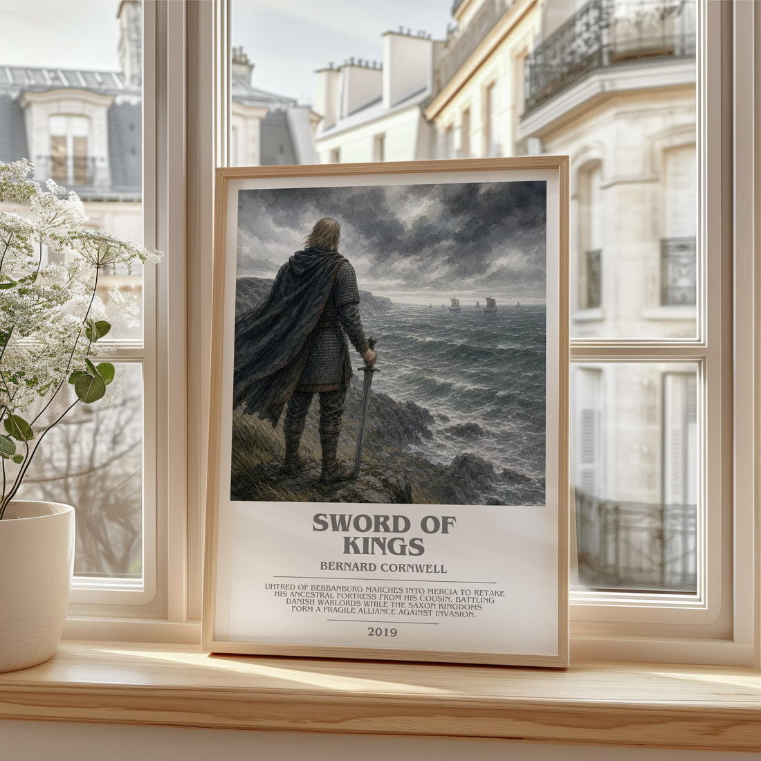 Sword of Kings Bookish Wall Art by Bernard Cornwell – framed print by a bright window