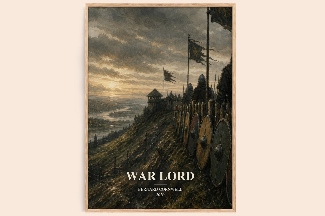 War Lord watercolour book poster by Bernard Cornwell – framed literary art print