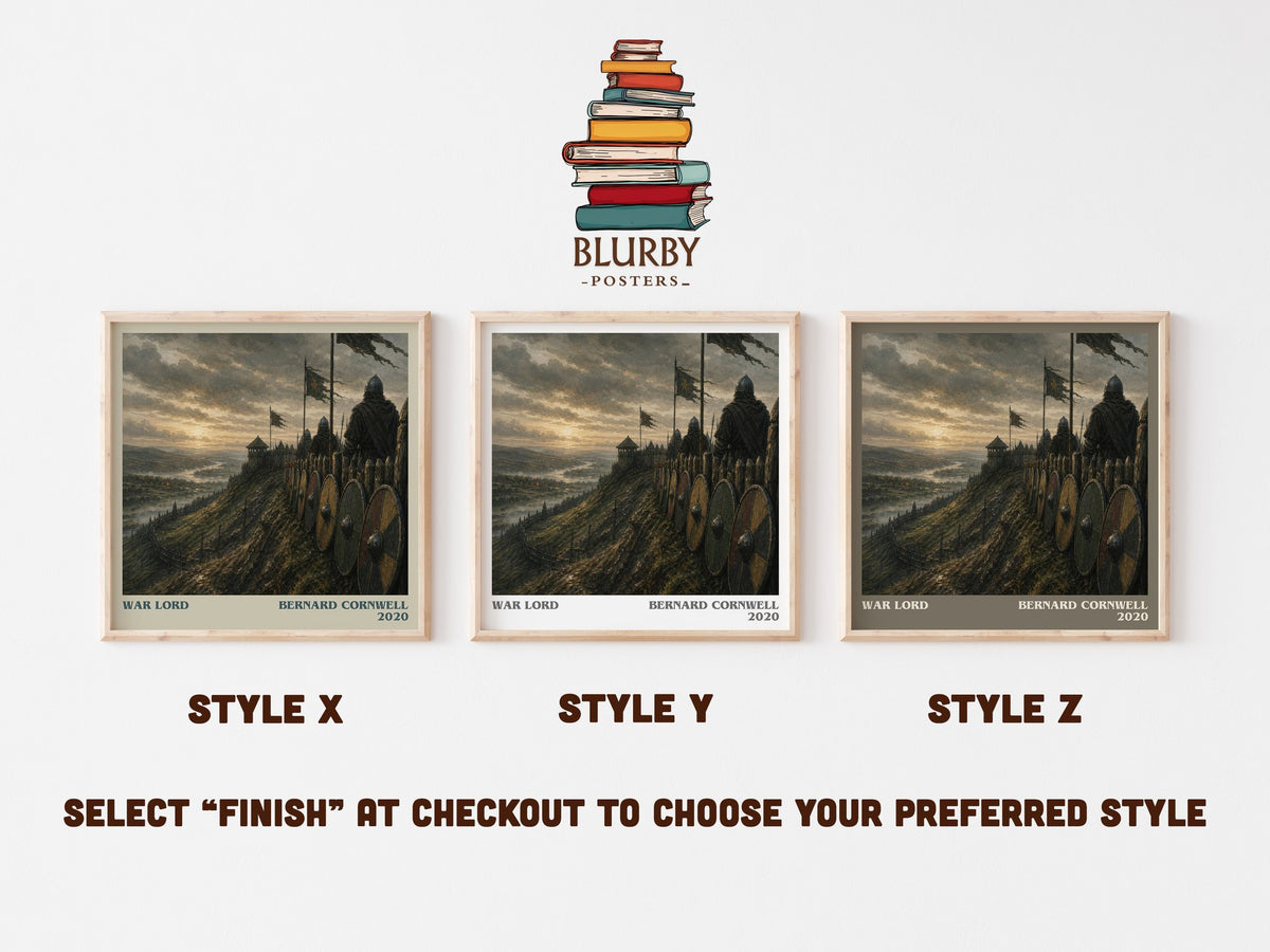 War Lord literary print in frame leaning in hallway – historical fiction wall art (mockup)