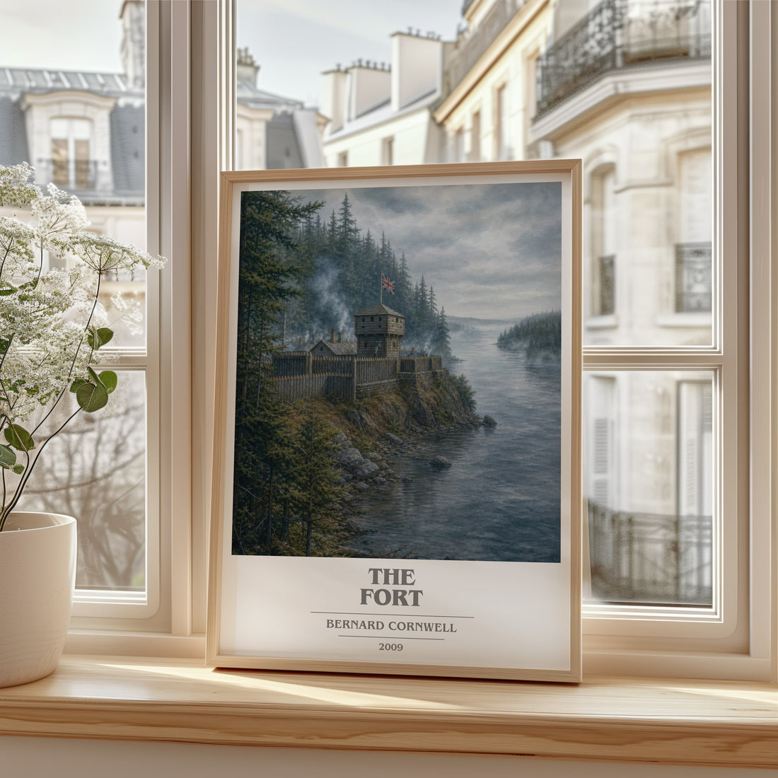The Fort Book Cover Poster by Bernard Cornwell – framed print by a bright window