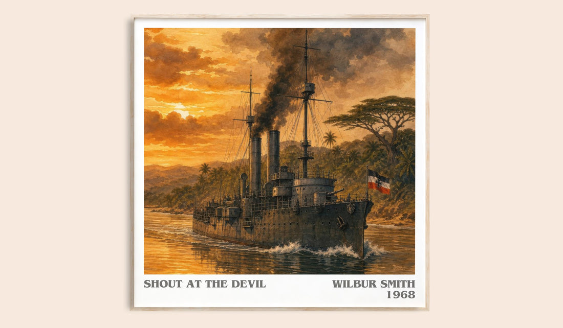 Shout at the Devil literary book poster by Wilbur Smith – framed literary art print