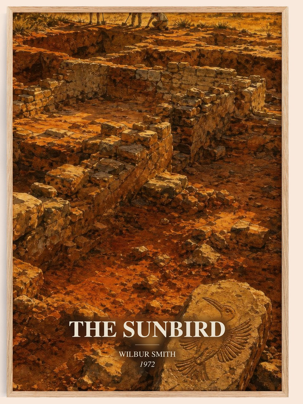 The Sunbird watercolour book poster by Wilbur Smith – framed literary art print