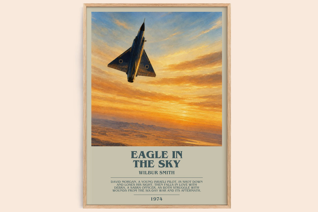 Eagle in the Sky bookish book poster by Wilbur Smith – framed literary art print
