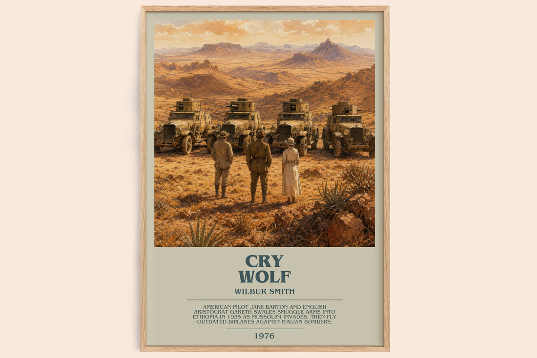 Cry Wolf bookish book poster by Wilbur Smith – framed literary art print