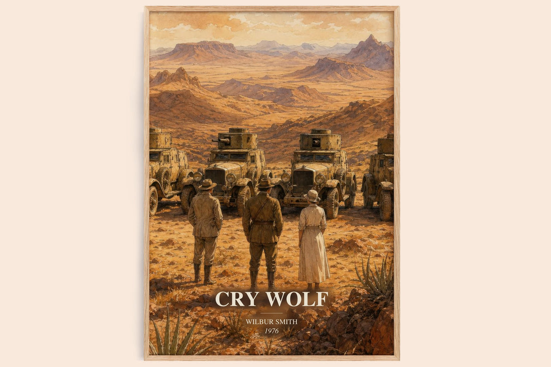 Cry Wolf watercolour book poster by Wilbur Smith – framed literary art print