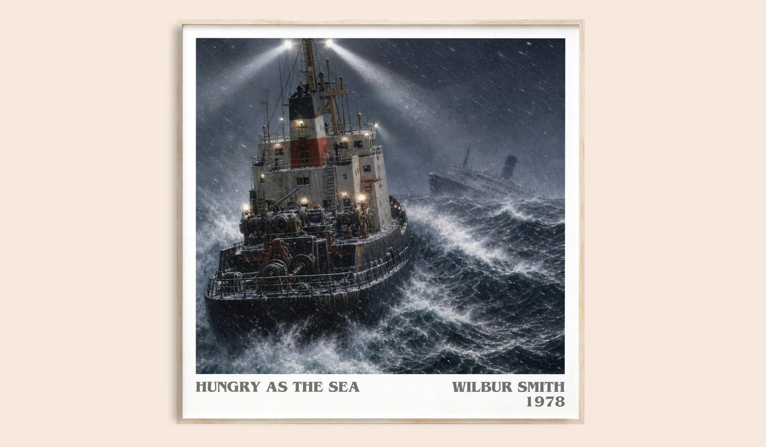 Hungry as the Sea literary book poster by Wilbur Smith – framed literary art print