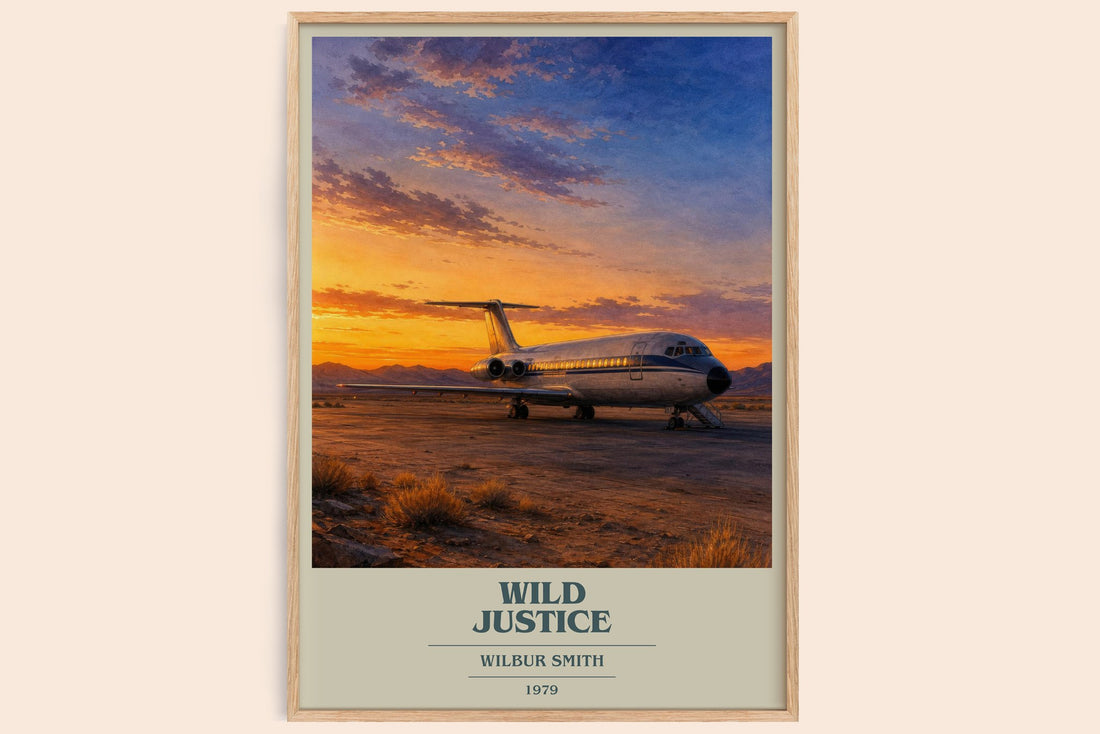 Wild Justice book cover book poster by Wilbur Smith – framed literary art print