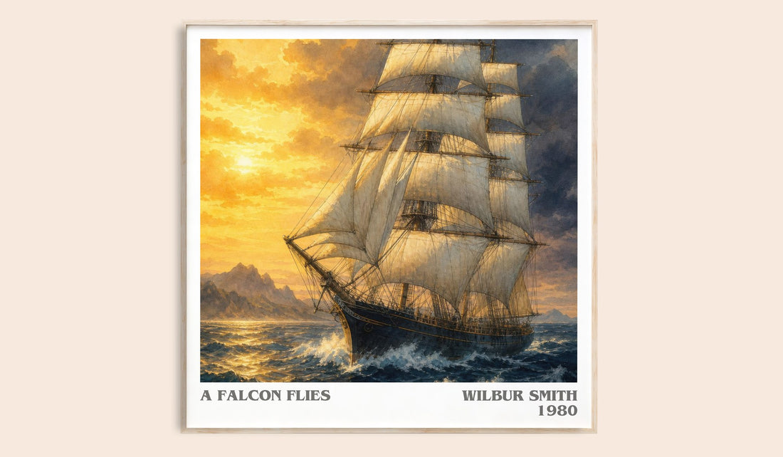 A Falcon Flies literary book poster by Wilbur Smith – framed literary art print