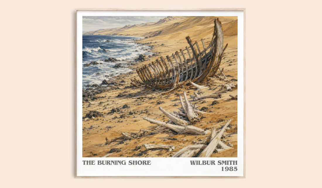 The Burning Shore literary book poster by Wilbur Smith – framed literary art print