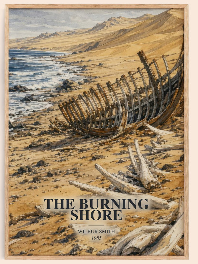 The Burning Shore Book Watercolour Illustration by Wilbur Smith