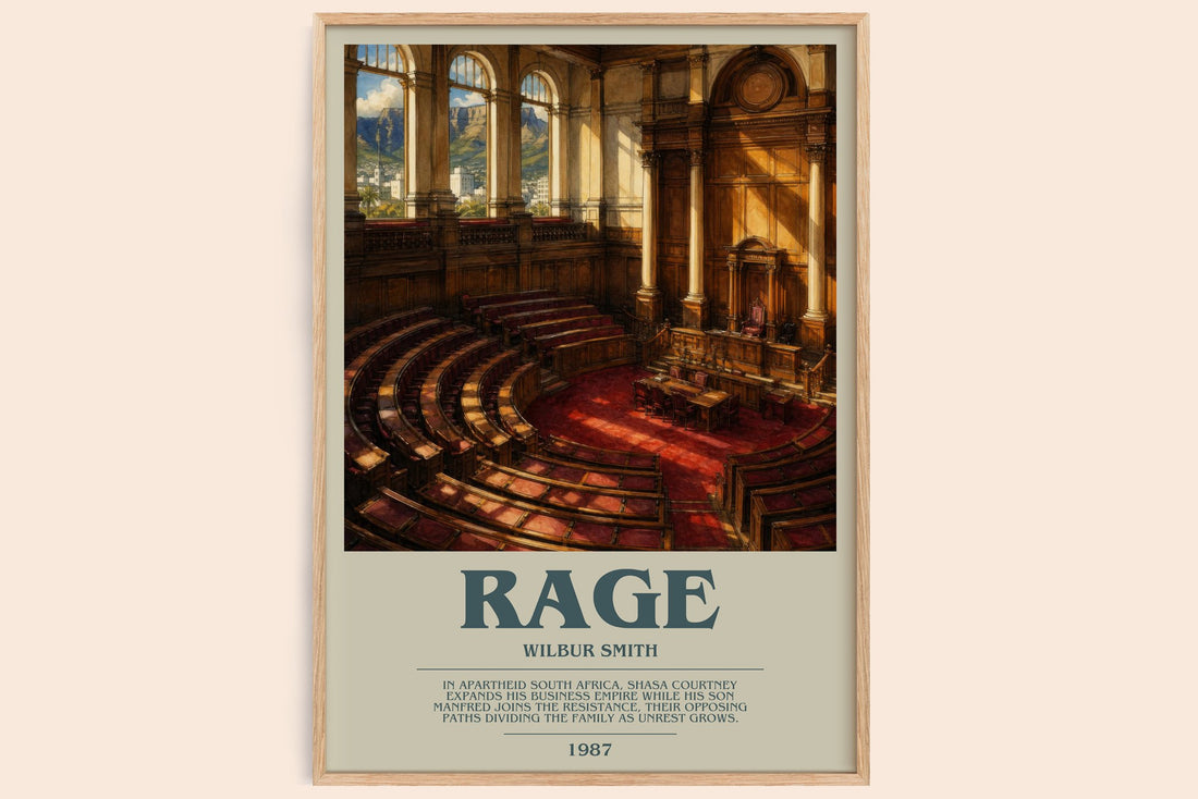 Rage bookish book poster by Wilbur Smith – framed literary art print