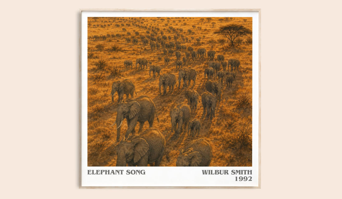 Elephant Song literary book poster by Wilbur Smith – framed literary art print